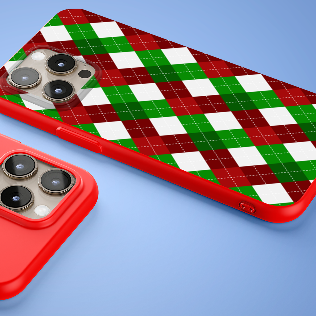 Red Green Argyle Plaid Background Pattern iPhone 15 Pro and Pro Max Case