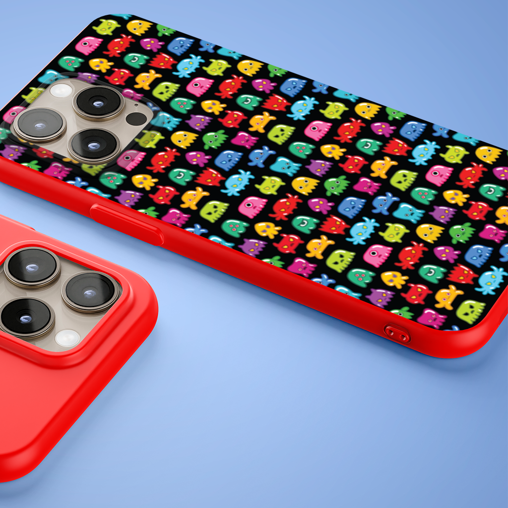 Cute Colorful Monsters Seamless Pattern iPhone 15 Pro and Pro Max Case