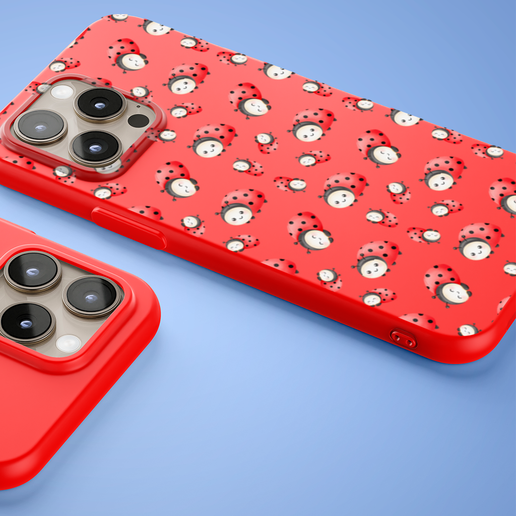 Cute Kawaii Ladybug Pattern iPhone 15 Pro and Pro Max Case
