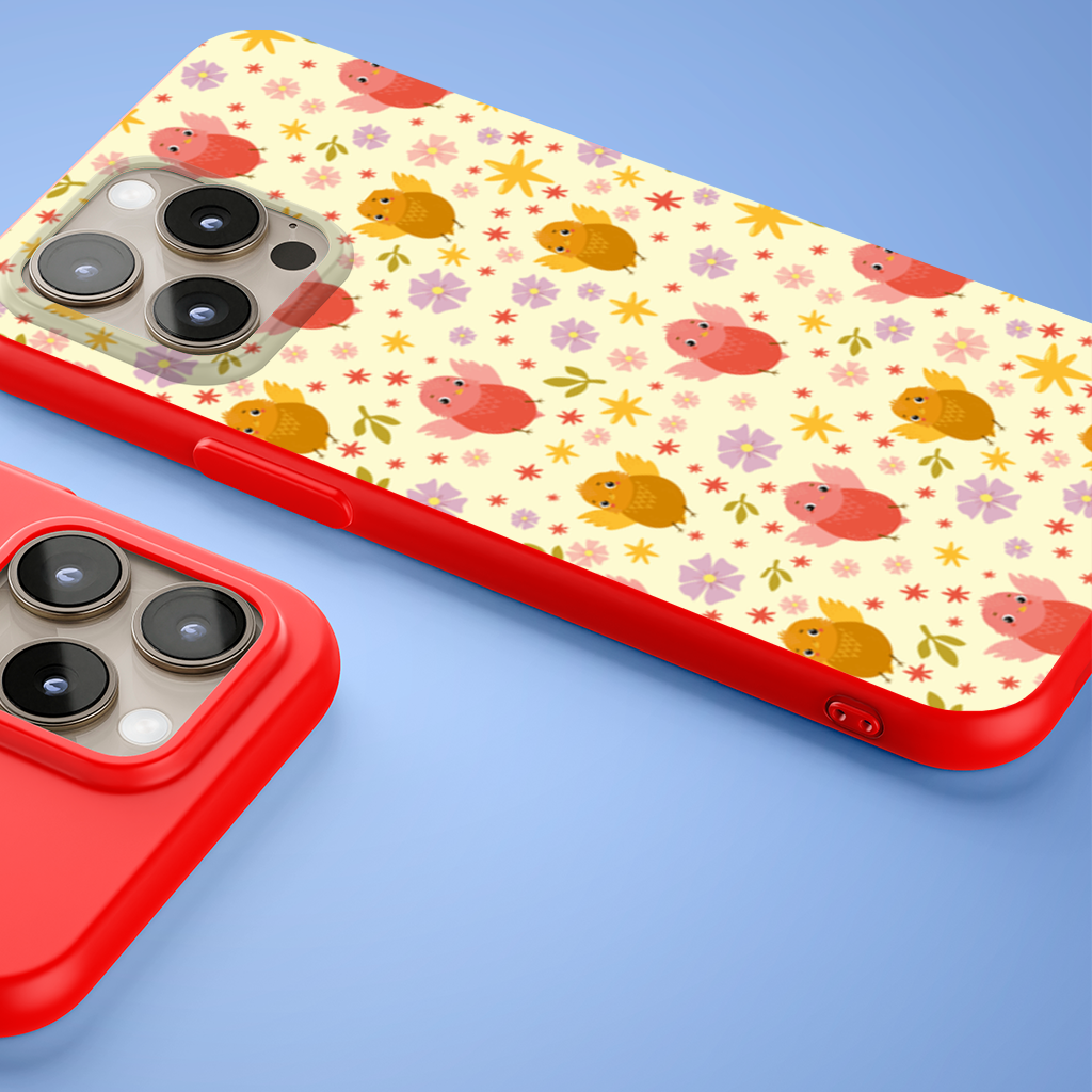 Cute Birds and Floral Pastel Spring Pattern Illustration iPhone 15 Pro and Pro Max Case