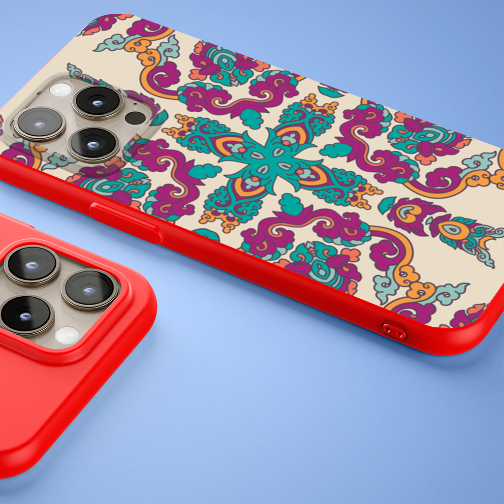 Colorful Oriental Symmetrical Mandala Pattern iPhone 15 Pro and Pro Max Case