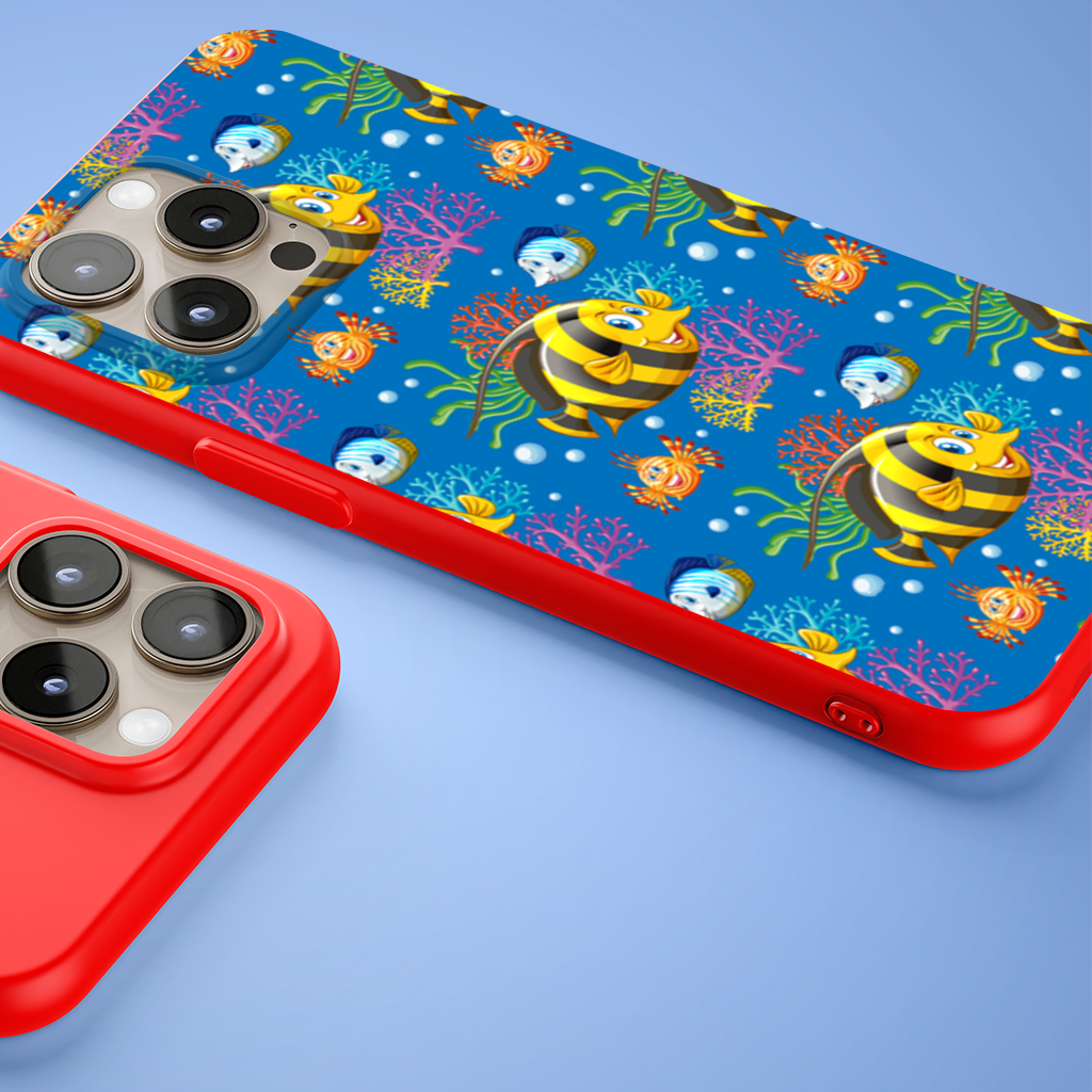 Colorful Tropical Fish and Coral Reef Pattern iPhone 15 Pro and Pro Max Case