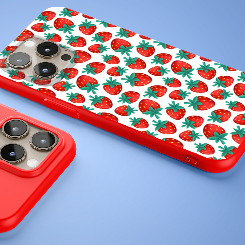 Vibrant Red Strawberry Summer Pattern iPhone 15 Pro and Pro Max Case