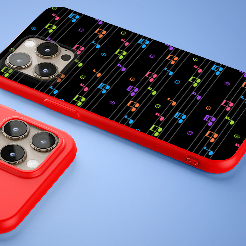 Vibrant Neon Music Notes and Rhythm Seamless Pattern iPhone 15 Pro and Pro Max Case