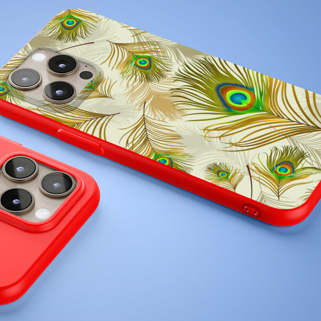 Elegant Peacock Feathers and Exotic Nature Seamless Pattern iPhone 15 Pro and Pro Max Case