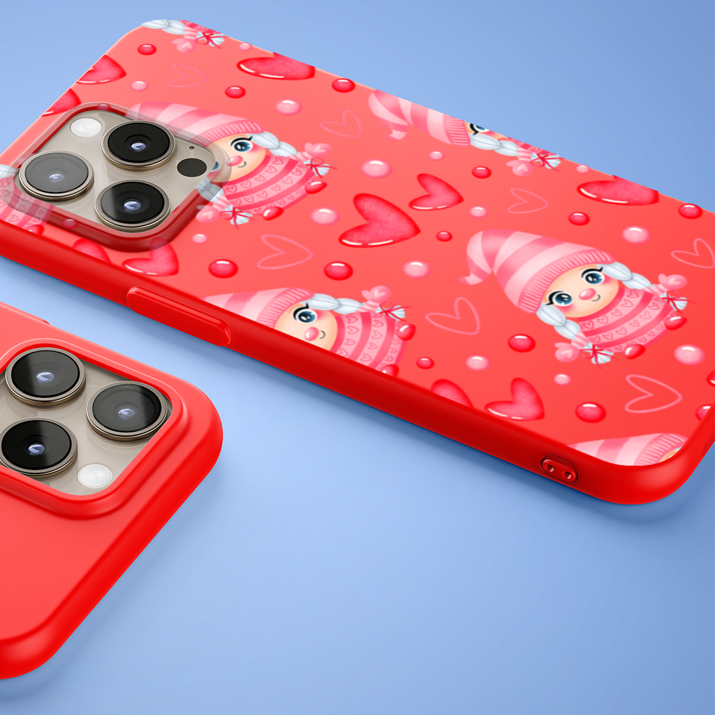 Cute Pink Baby Girl Valentines Day Heart Pattern Design iPhone 15 Pro and Pro Max Case