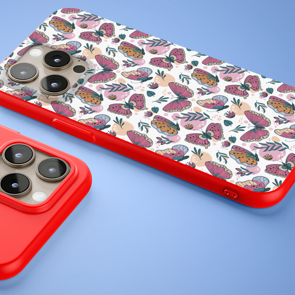 Pastel Butterflies and Botanical Leaves Seamless Pattern iPhone 15 Pro and Pro Max Case