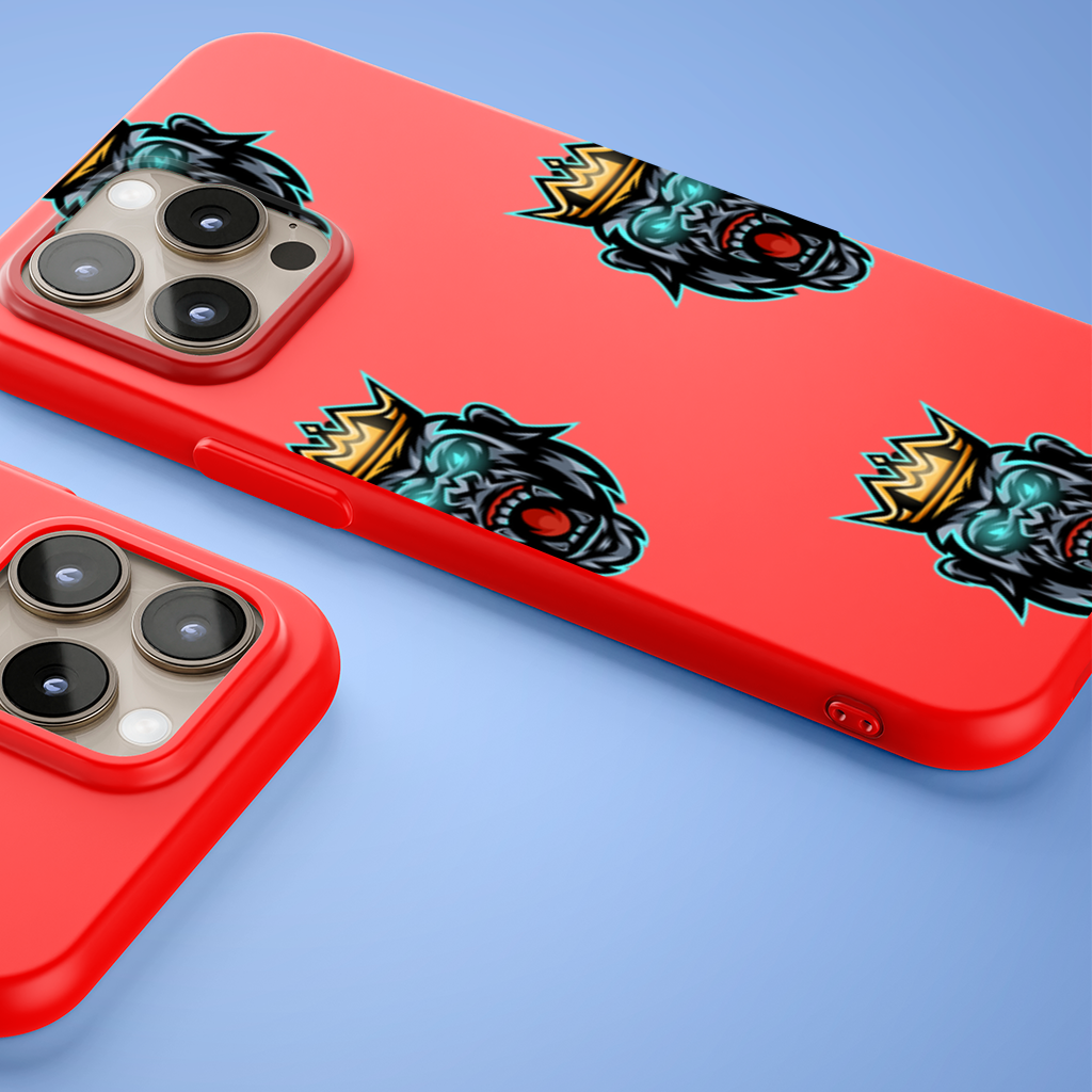 Angry Gorilla King with Crown Graphic - Neon Mascot Design iPhone 15 Pro and Pro Max Case