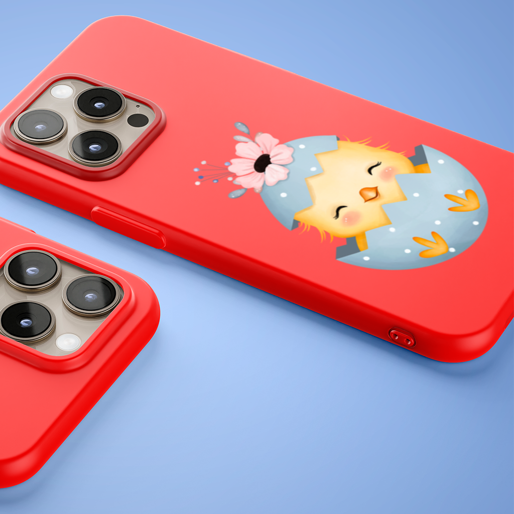 Cute Chick in Egg with Floral Hat iPhone 15 Pro and Pro Max Case