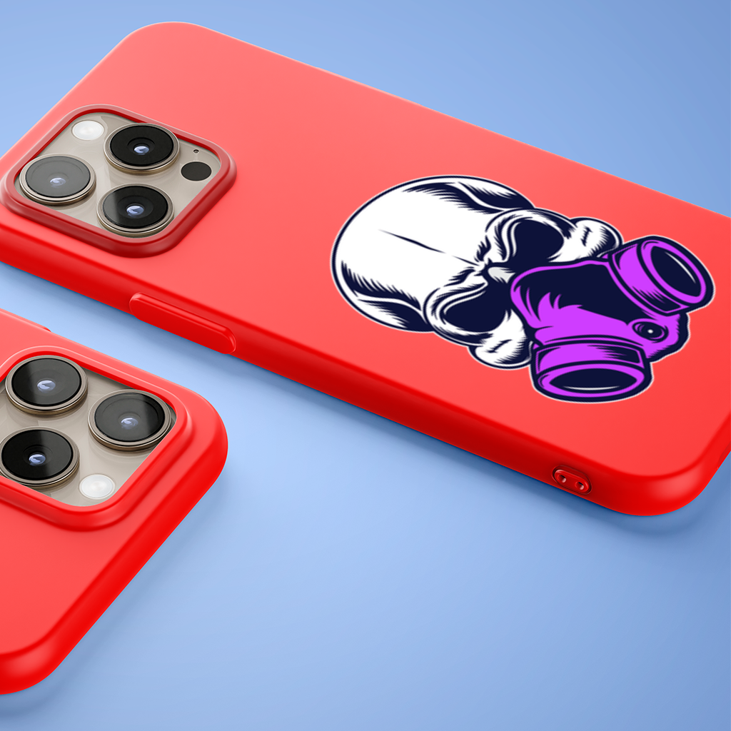 Skull with Gas Mask Illustration Modern and Edgy Design iPhone 15 Pro and Pro Max Case
