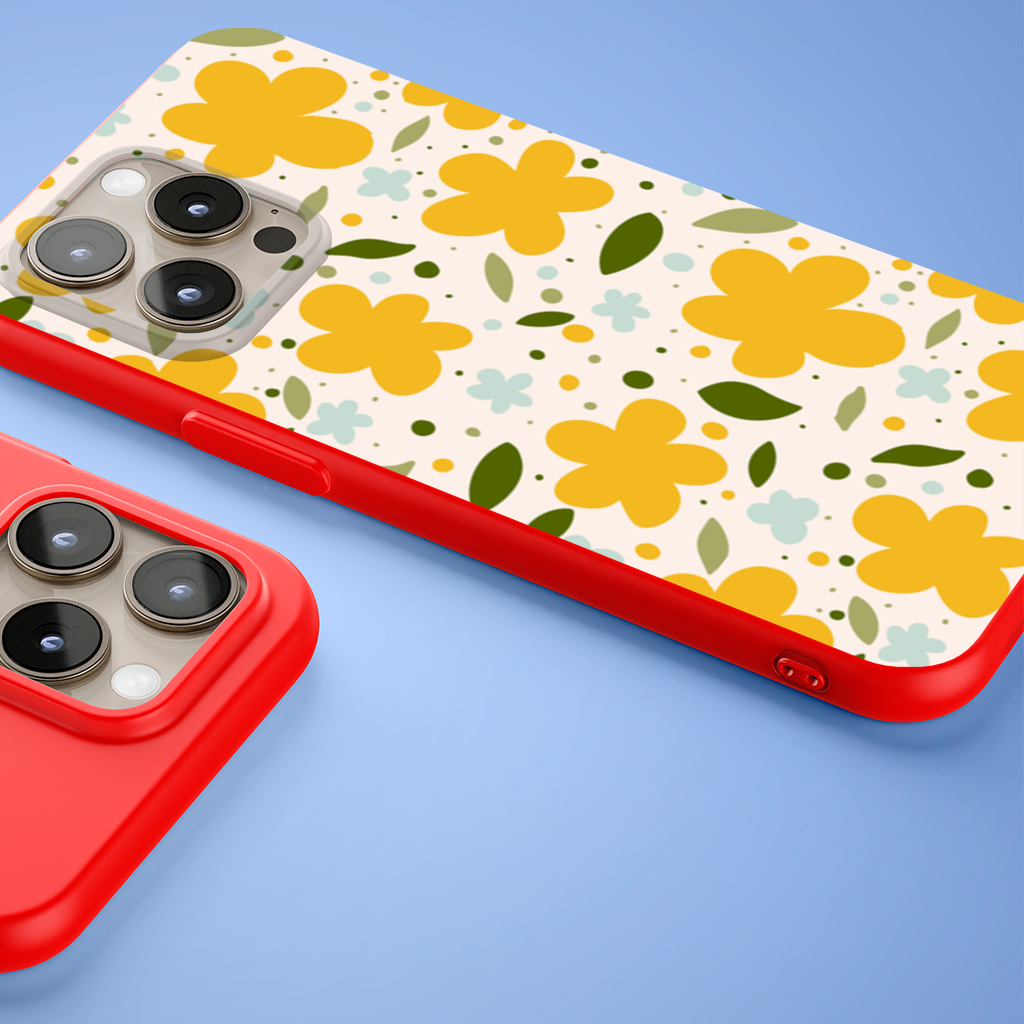 Yellow Floral and Leaf Boho Seamless Pattern iPhone 15 Pro and Pro Max Case