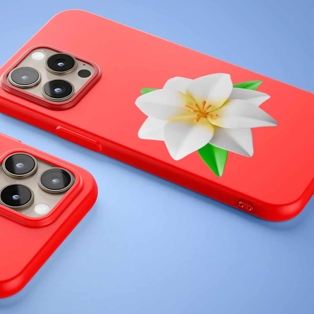 3D White Lily Flower Illustration iPhone 15 Pro and Pro Max Case