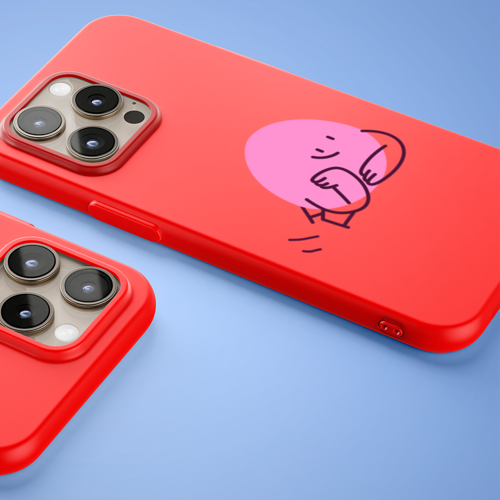 Cute Pink Lying Character Illustration iPhone 15 Pro and Pro Max Case