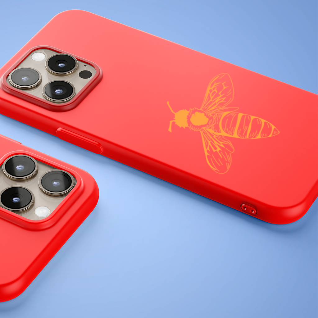Minimal Orange Bee Illustration iPhone 15 Pro and Pro Max Case