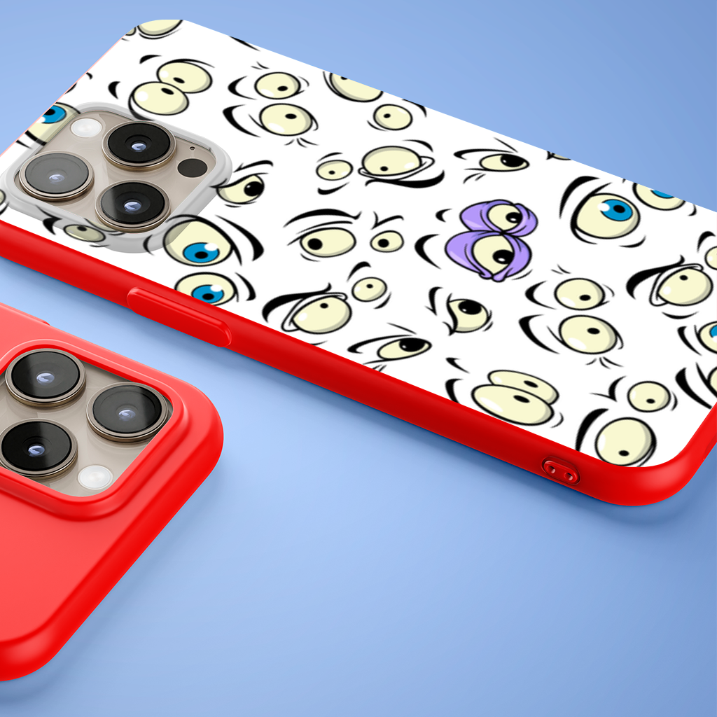 Funny Cartoon Eyes Pattern iPhone 15 Pro and Pro Max Case