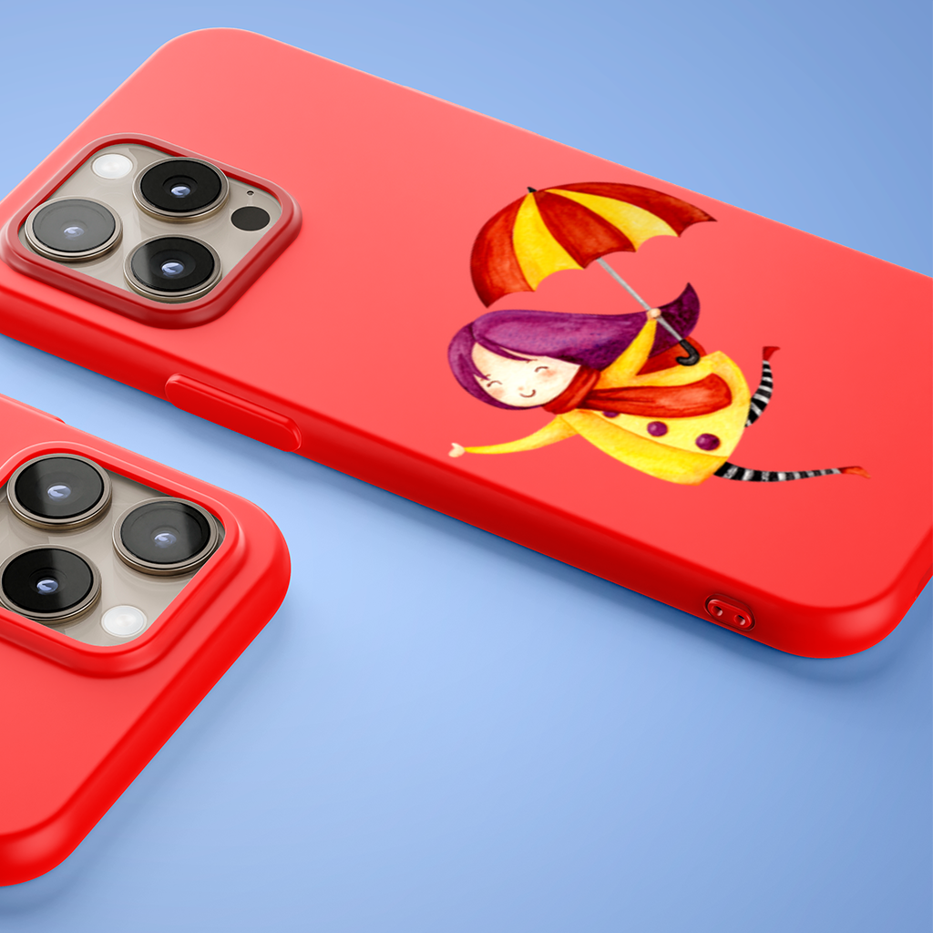 Cheerful Girl with Umbrella iPhone 15 Pro and Pro Max Case