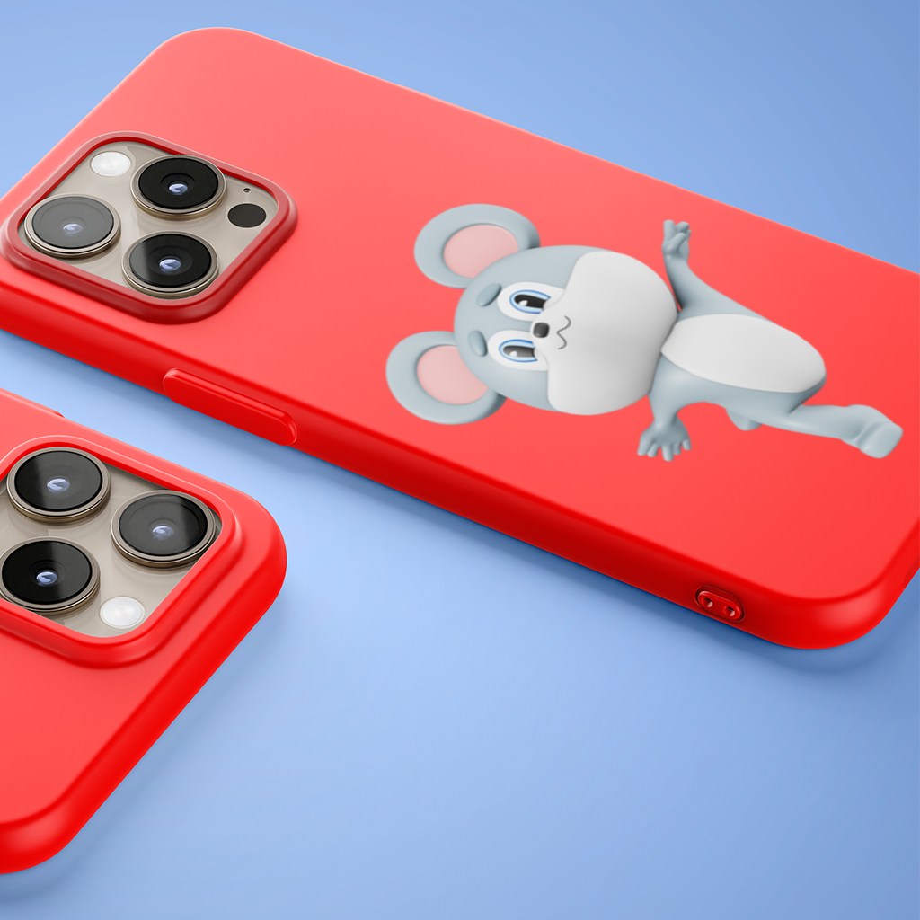 Dancing Cute Grey Mouse Character iPhone 15 Pro and Pro Max Case