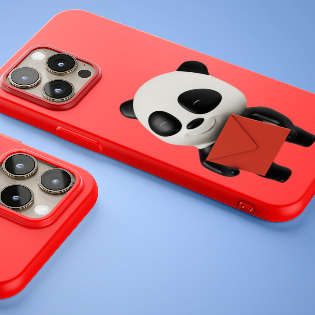 Happy Panda Character Holding Red Envelope iPhone 15 Pro and Pro Max Case
