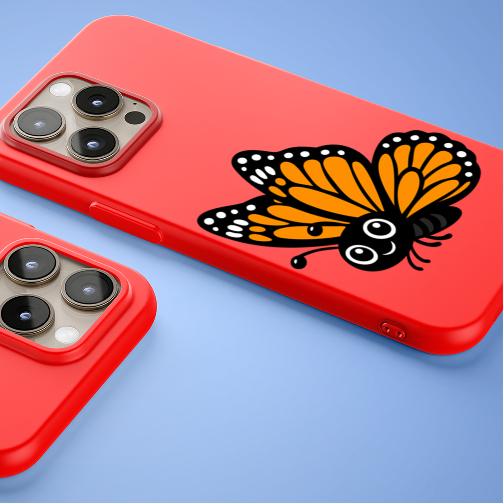 Smiling Orange Monarch Butterfly Character iPhone 15 Pro and Pro Max Case