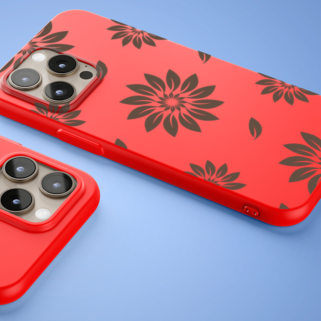 Minimalist Modern Brown Floral Pattern iPhone 15 Pro and Pro Max Case