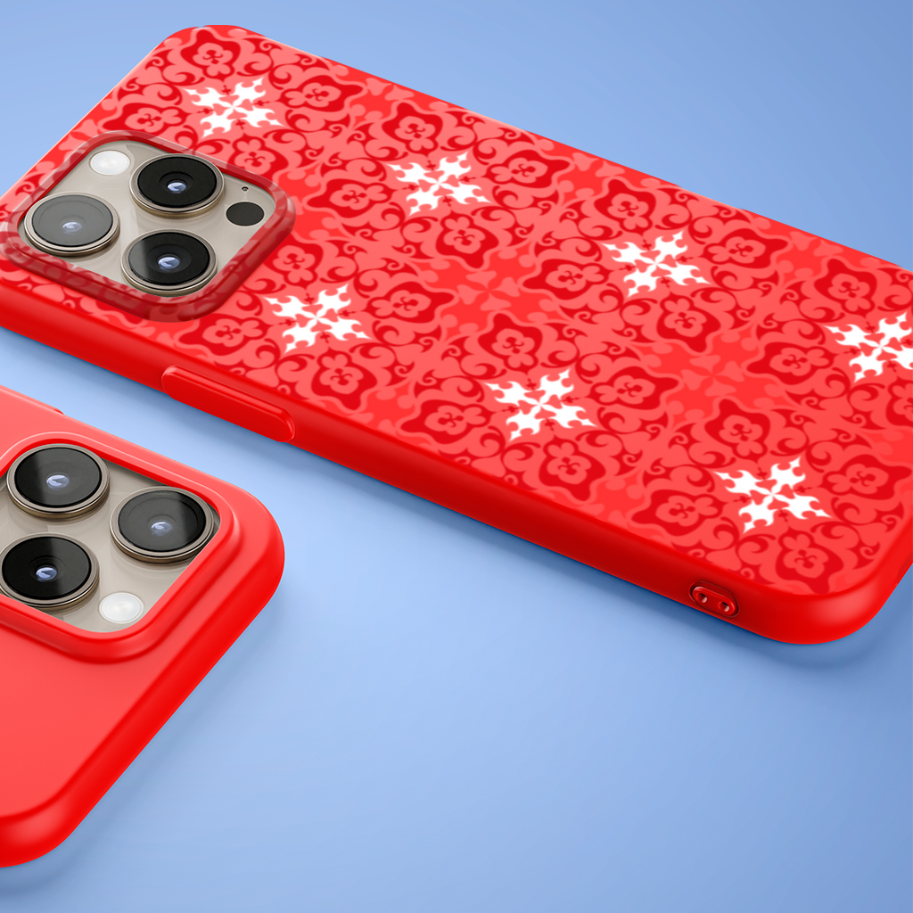 Red and White Traditional Tile Style Pattern iPhone 15 Pro and Pro Max Case