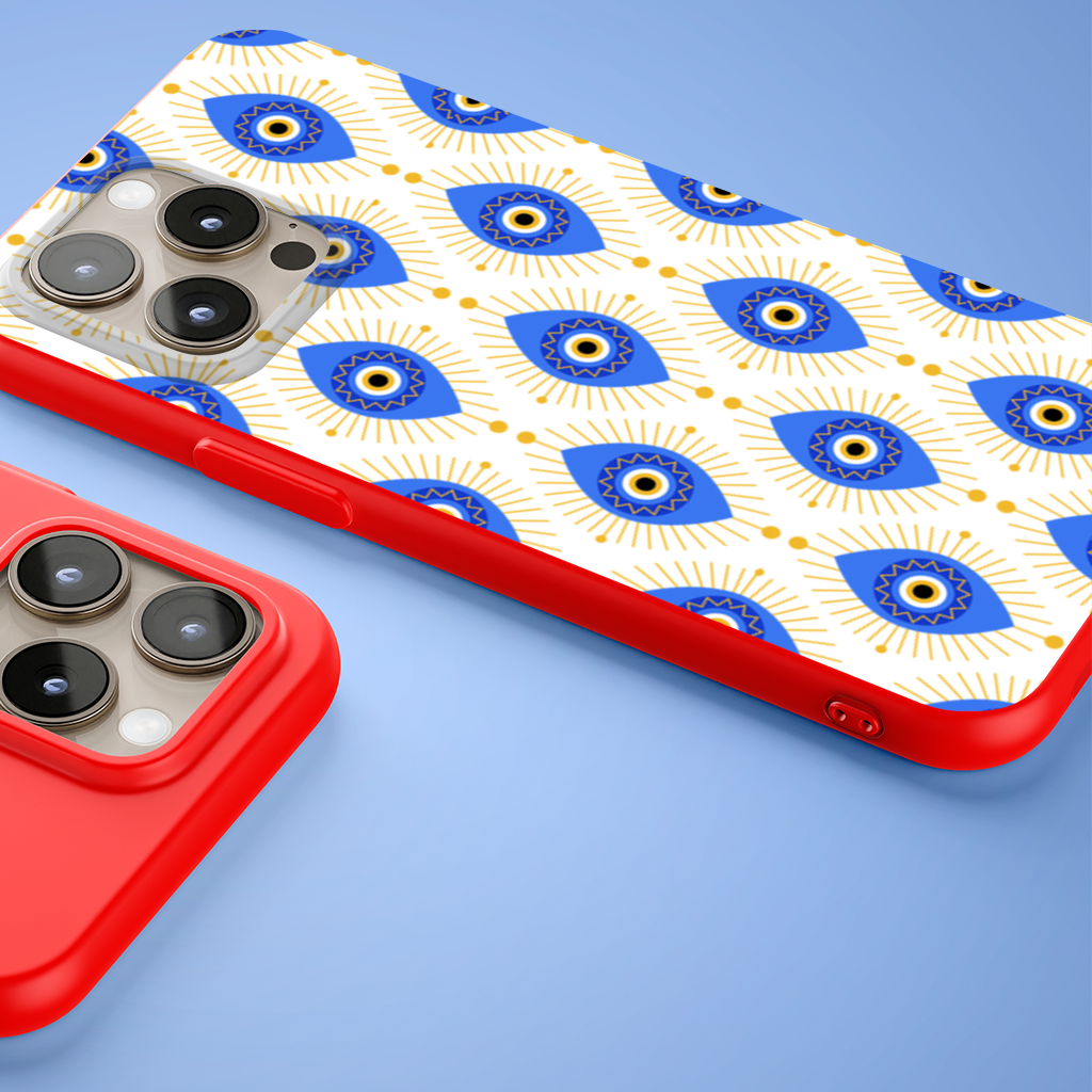 Modern Evil Eye Pattern with Sunburst Rays iPhone 15 Pro and Pro Max Case