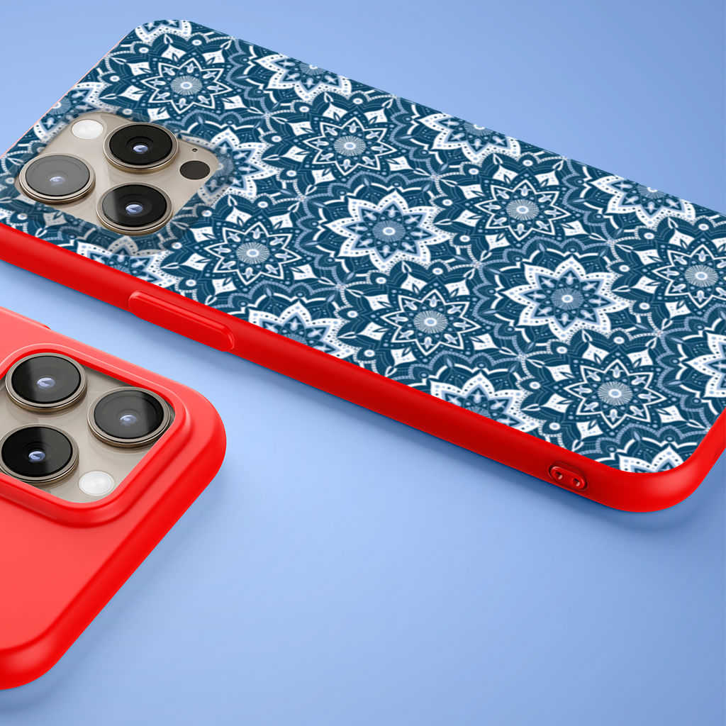 Elegant Blue Mandala Pattern iPhone 15 Pro and Pro Max Case