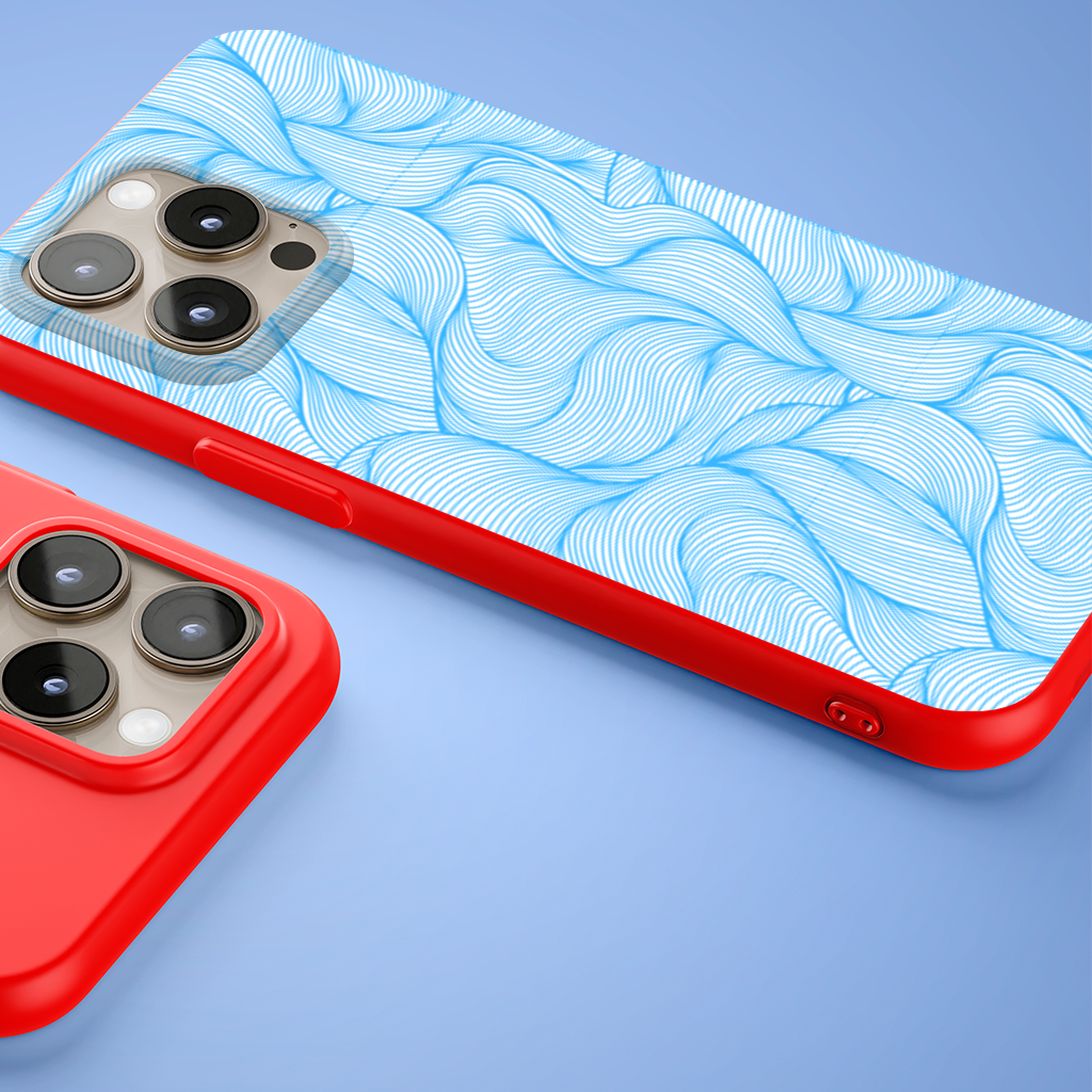 Blue Wavy Linear Abstract Pattern iPhone 15 Pro and Pro Max Case