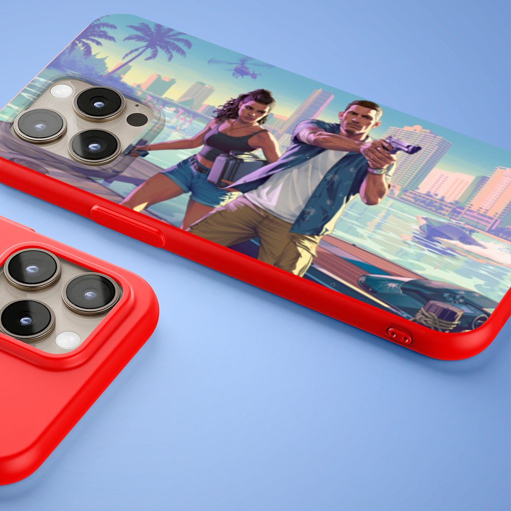 Vice City Showdown  Tropical Heist Duo iPhone 15 Pro and Pro Max Case