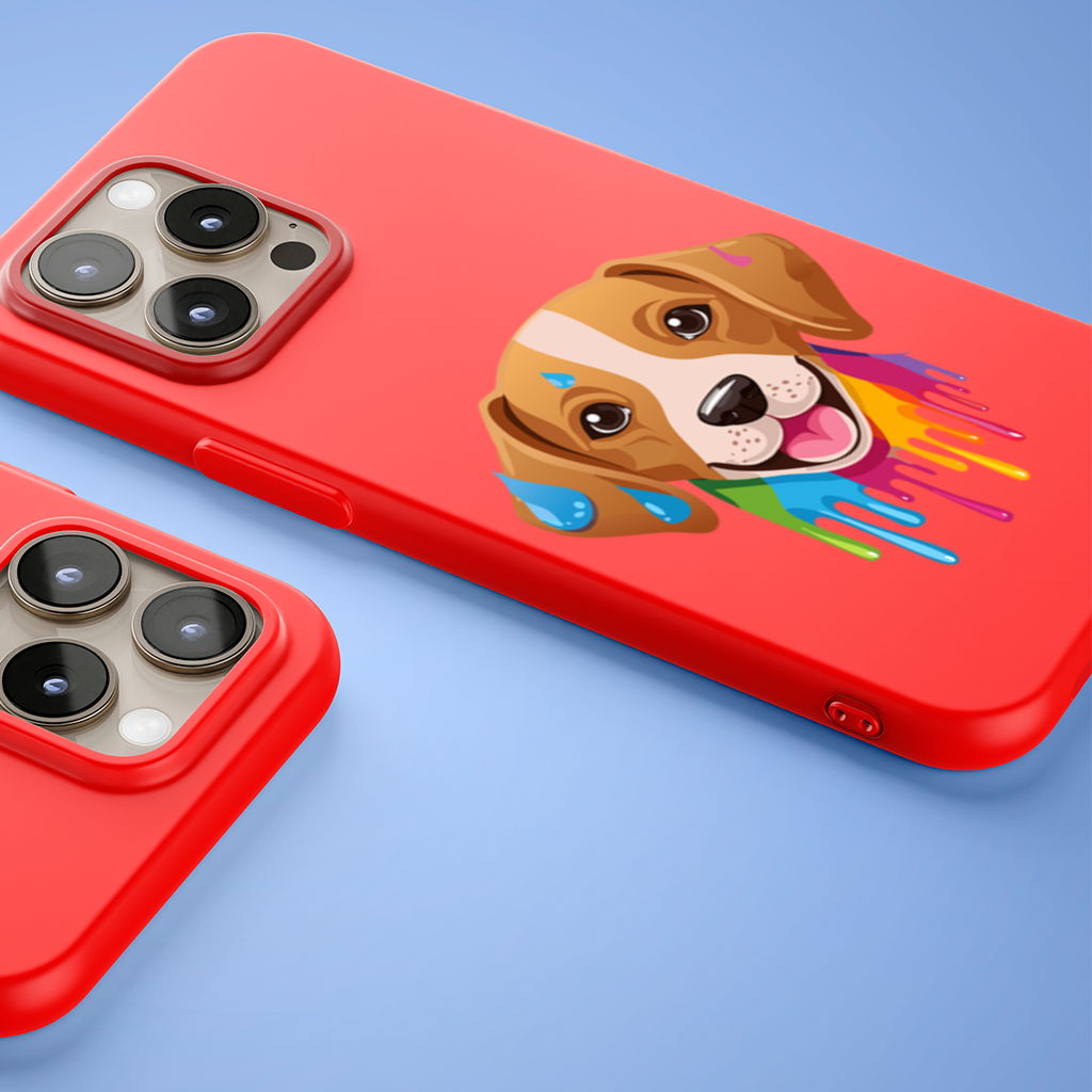 Happy Dog with Colorful Paint Drips iPhone 15 Pro and Pro Max Case