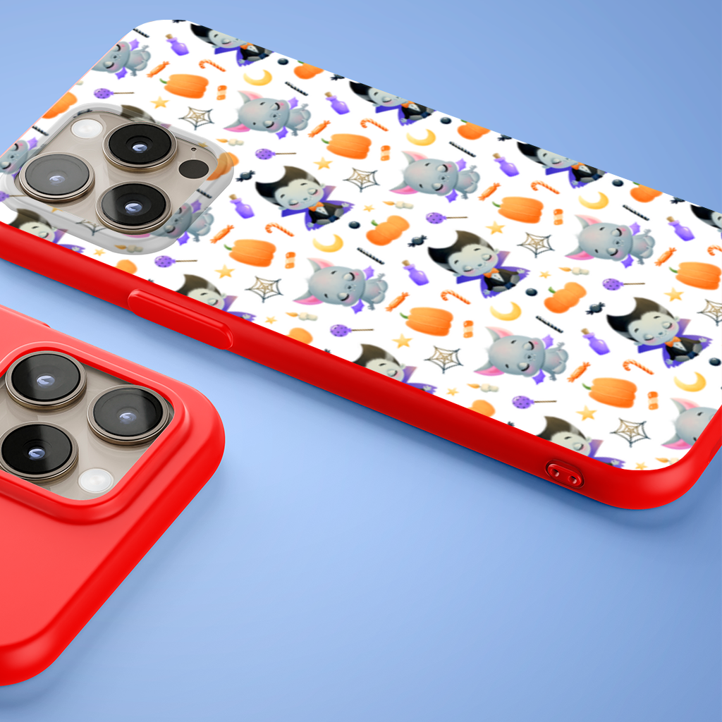 Cute Vampire and Bat Halloween Seamless Pattern iPhone 15 Pro and Pro Max Case