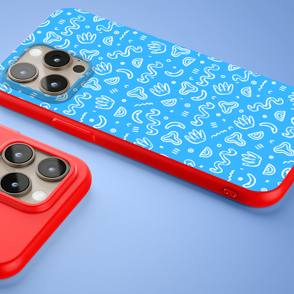 Blue Abstract Doodle iPhone 15 Pro and Pro Max Case