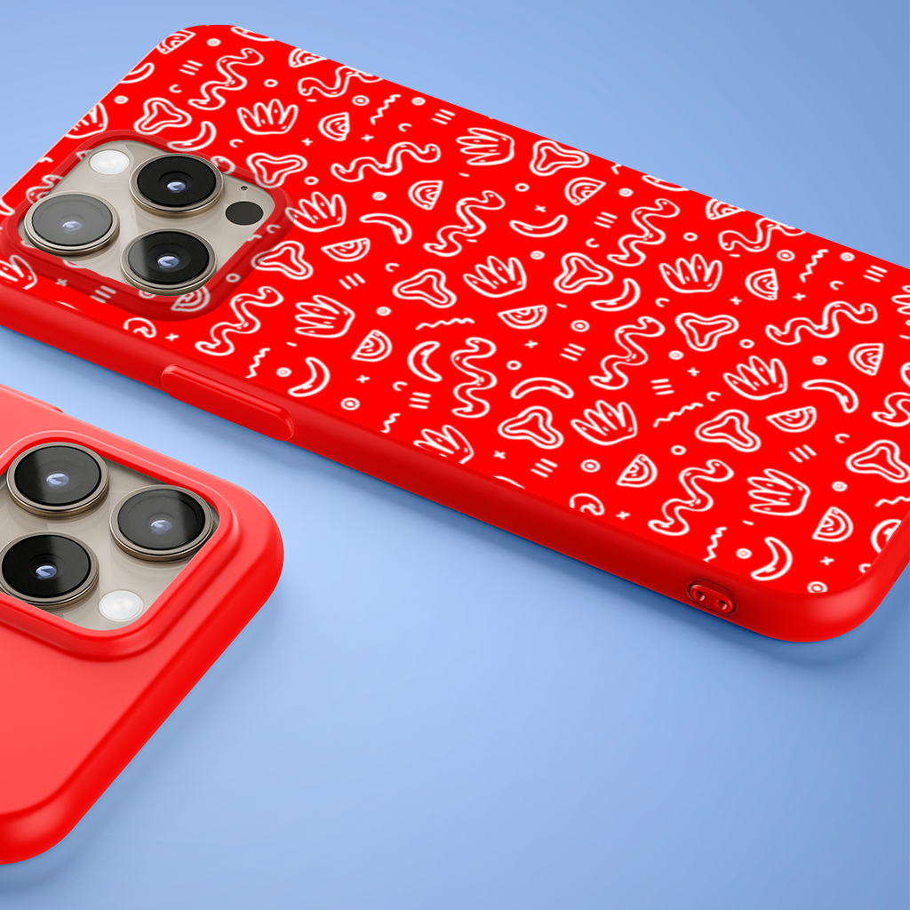 Red Abstract Doodle iPhone 15 Pro and Pro Max Case