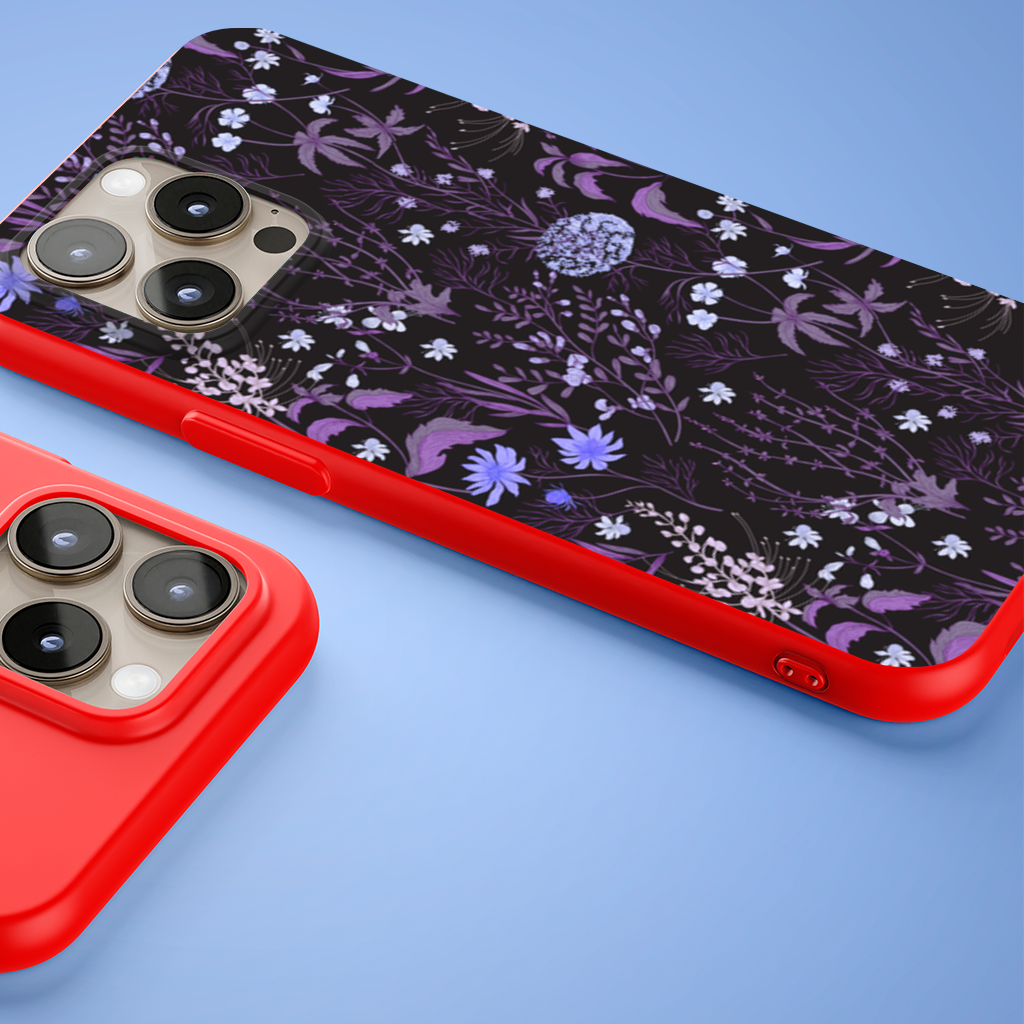 Purple Gothic Botanical iPhone 15 Pro and Pro Max Case