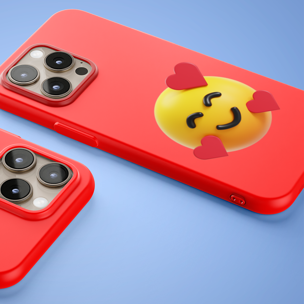3D Hearts Smiling Emoji iPhone 15 Pro and Pro Max Case