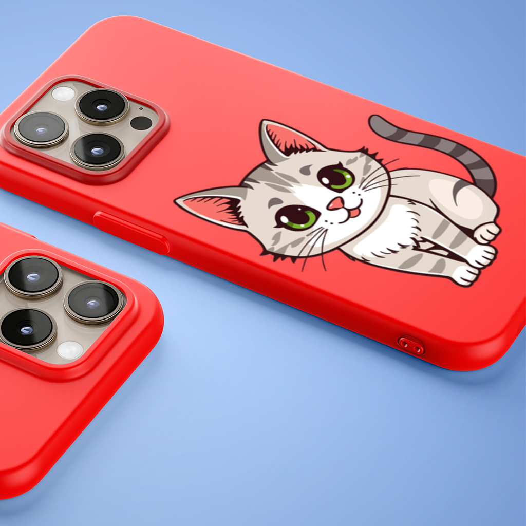 Green Eyed Grey Cat iPhone 15 Pro and Pro Max Case