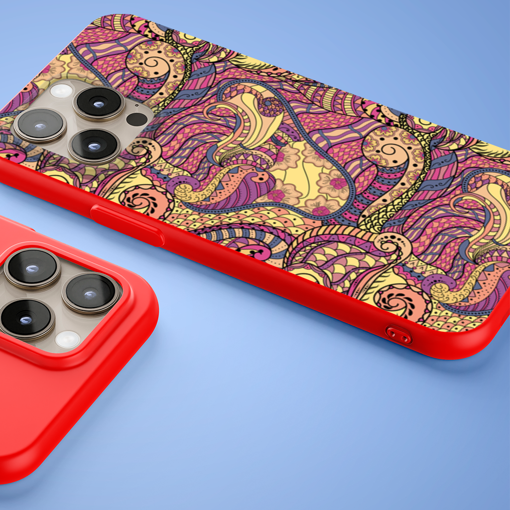 Psychedelic Zentangle Floral iPhone 15 Pro and Pro Max Case