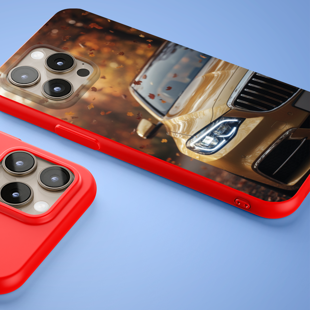 Gold Car and Autumn Leaves iPhone 15 Pro and Pro Max Case