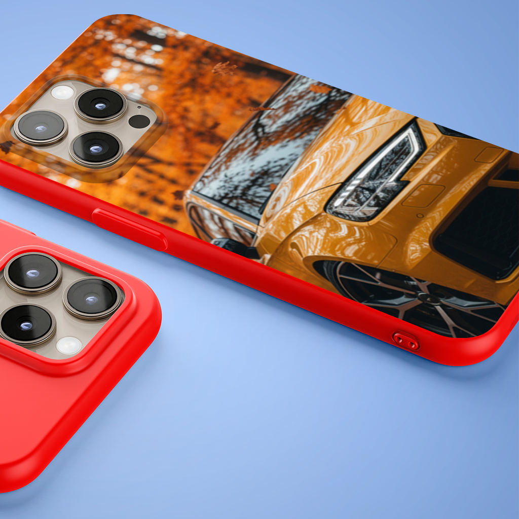 Yellow Sports Car Autumn iPhone 15 Pro and Pro Max Case