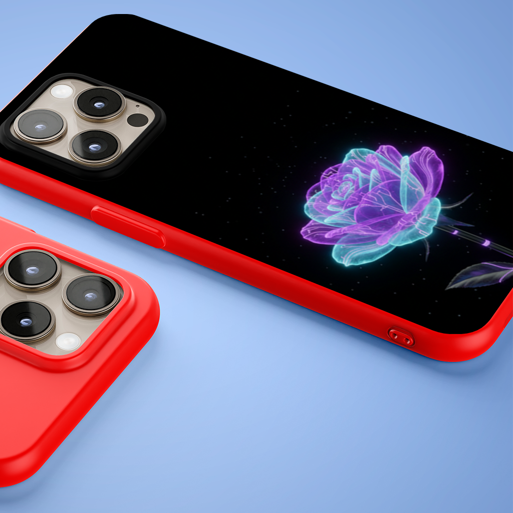 Bioluminescent Cyberpunk Rose iPhone 15 Pro and Pro Max Case