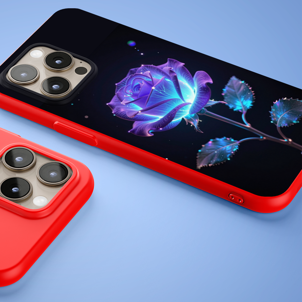 Bioluminescent Neon Rose iPhone 15 Pro and Pro Max Case