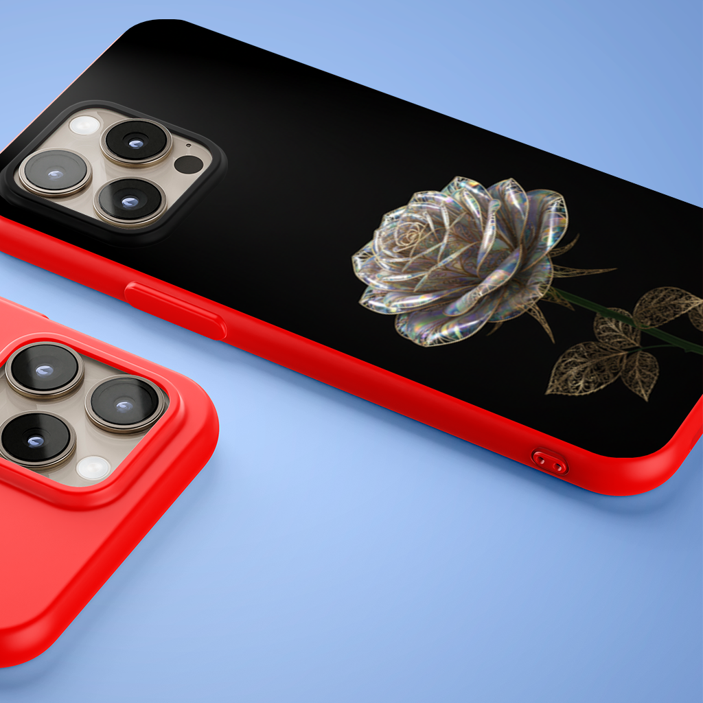 Iridescent Glass Rose Gold Filigree iPhone 15 Pro and Pro Max Case