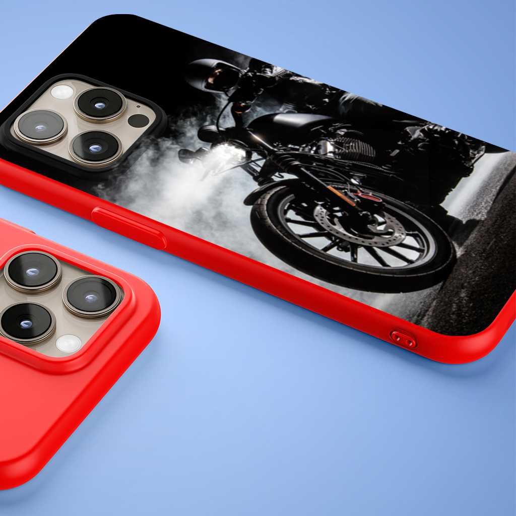 Dark Night Cruiser Motorcycle Rider iPhone 15 Pro and Pro Max Case