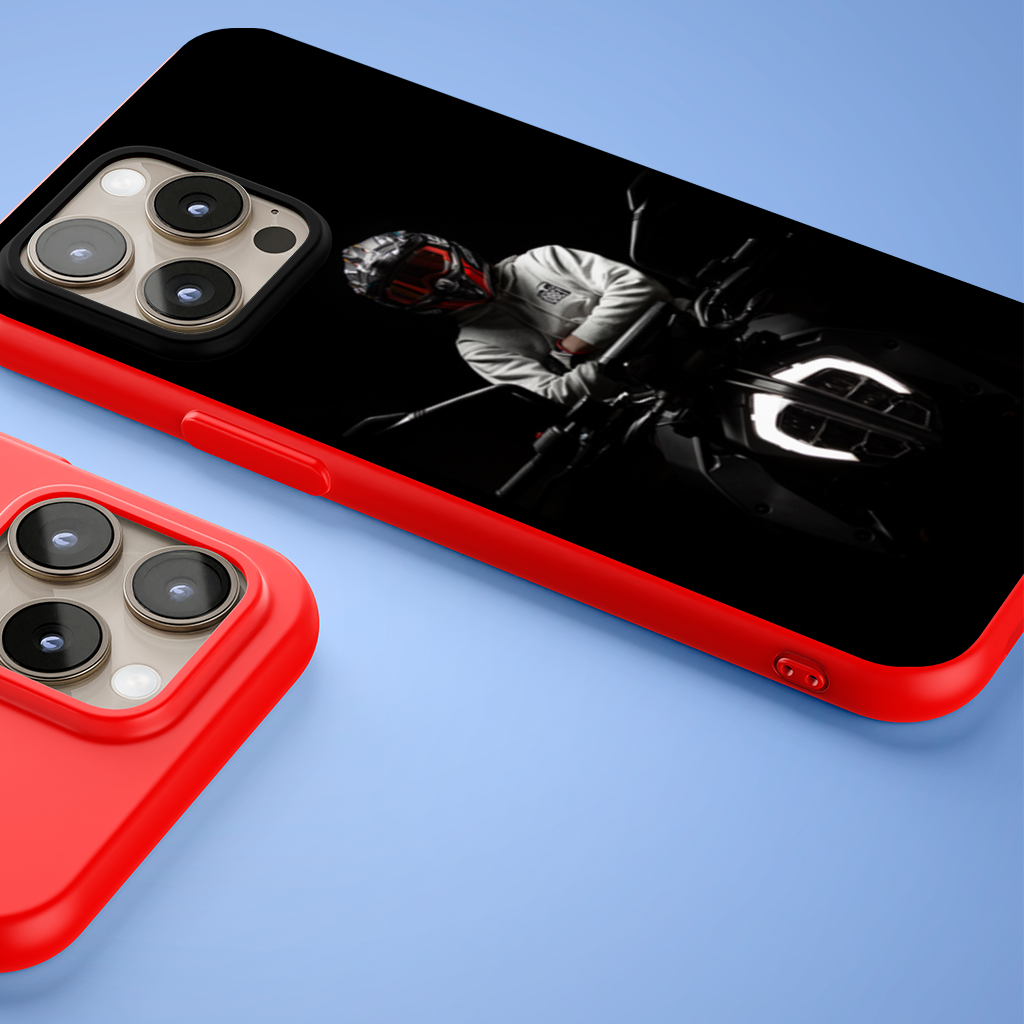 Dark Night Rider with Helmet iPhone 15 Pro and Pro Max Case