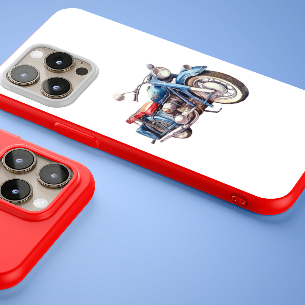 Vintage Blue Classic Motorcycle iPhone 15 Pro and Pro Max Case