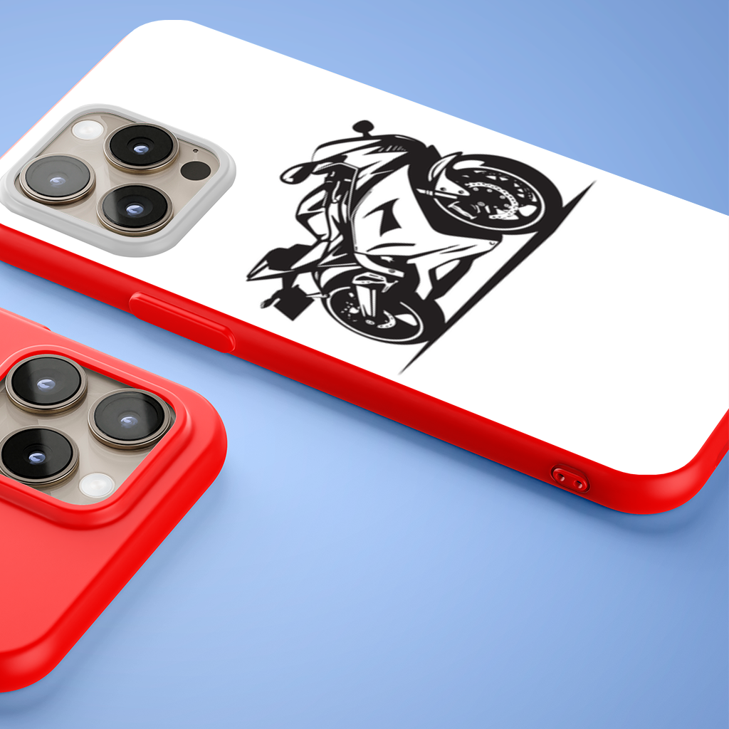 Monochrome Sport Motorcycle Silhouette iPhone 15 Pro and Pro Max Case