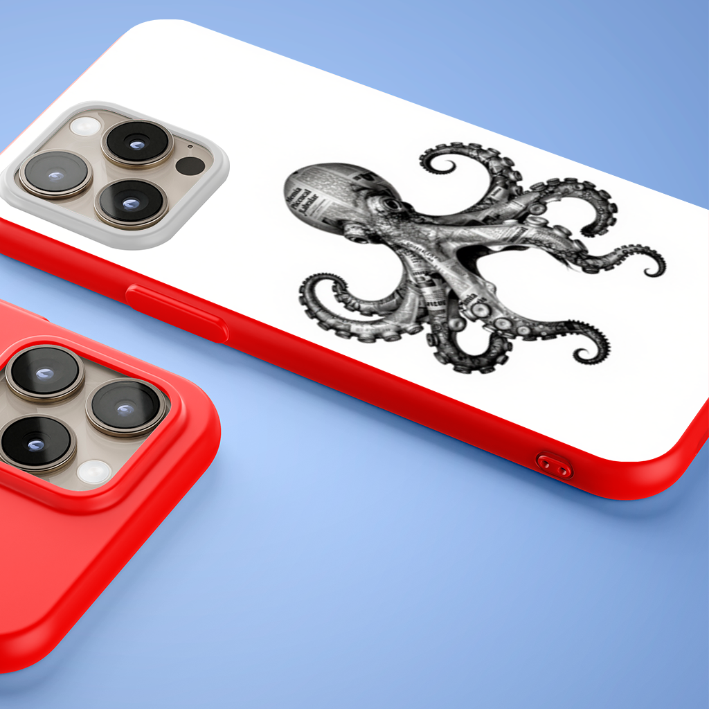 Vintage Newspaper Octopus Kraken iPhone 15 Pro and Pro Max Case