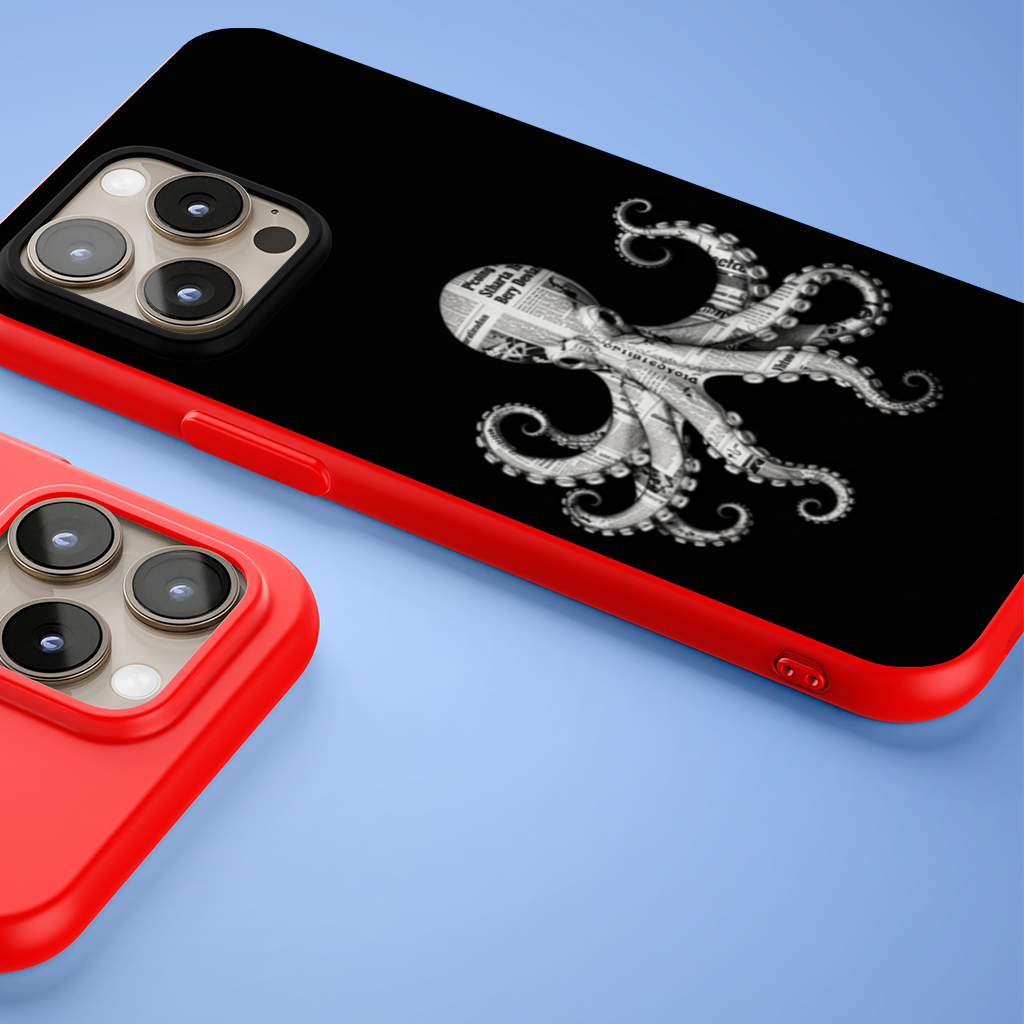 Vintage Newspaper Octopus iPhone 15 Pro and Pro Max Case