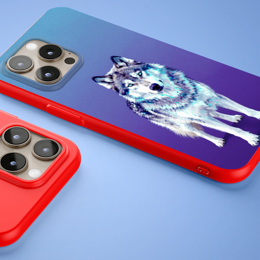 Mystic Blue Eyed Wolf iPhone 15 Pro and Pro Max Case