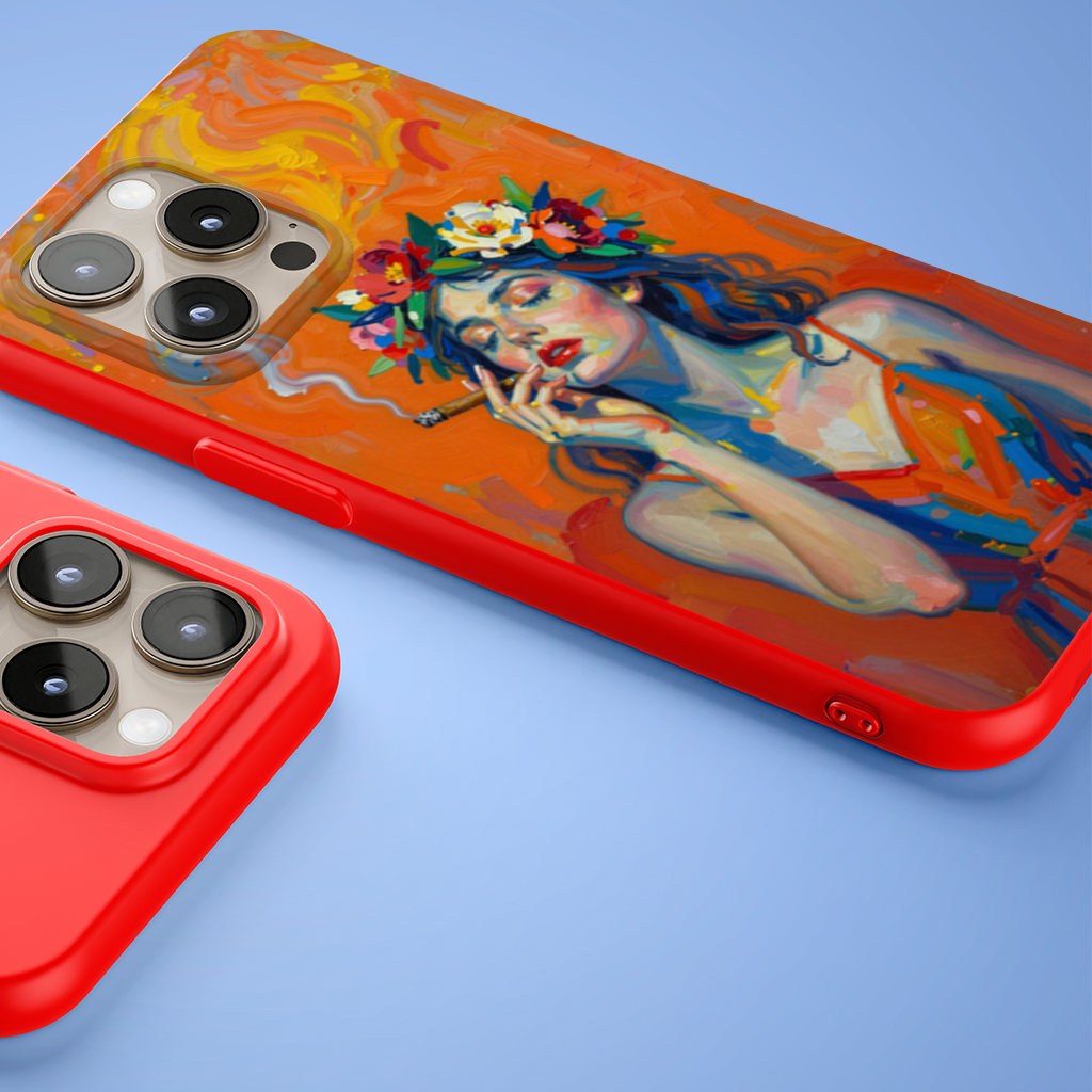 Bohemian Woman with Flower Crown iPhone 15 Pro and Pro Max Case